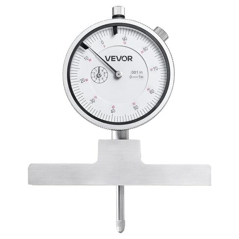 VEVOR Depth Gauge, Depth Micrometer 0-22 inch Measuring Range, 0.001" Resolution, with 4 Anvils & 6 Standard Rods, Precision Easy to Read Mechanical Tool for Measuring Groove, Step, Hole in Saudi Arabia