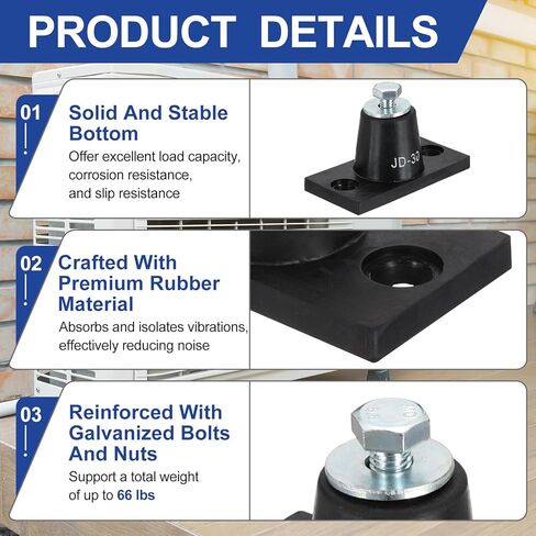 PATIKIL Rubber Vibration Isolator Mounting Bracket 30kg / 66lb Load Bearing, 4 Pack Machine Shock Absorber for Mini Split HVAC Air Conditioner Condenser (3.15 x 1.6 x 1.5") in Saudi Arabia