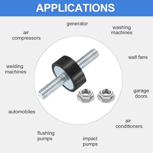 uxcell 4Pcs M6 x 18mm Rubber Mounts, 8 x 20mm Cylindrical Anti Vibration Isolator Studs Shock Absorber Double Studs with Nuts for Car Bobbin Generator Air Compressors in Saudi Arabia