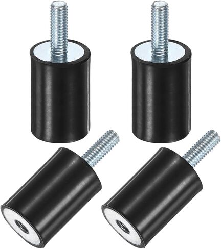 4-Pack Rubber Mounts D25mmxH15mm Male/Female Vibration Isolators Cylindrical Shock Absorber W M6 x 18mm Studs for Air Compressor/Car/Pump/Boat/Garage Motor/Bobbins Rubber Isolators in Kuwait