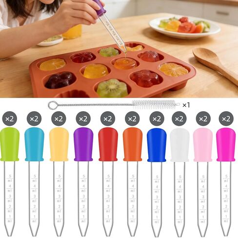 20 قطعة قطارة سائلة مع فرشاة تنظيف، ماصات نقل متعددة الوظائف من السيليكون والبلاستيك، قطارة عين ذات رأس رفيع لصنع الحلوى، الزيوت العطرية، استخدام المطبخ، صناعة الدب الصمغي بنفسك in Kuwait