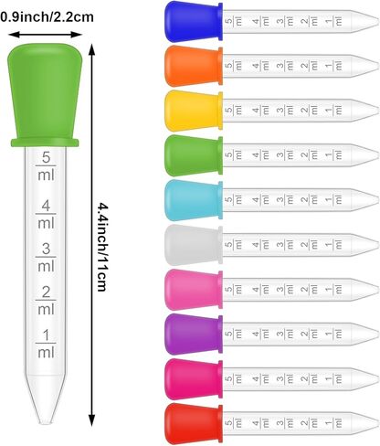 20 PCS Liquid Droppers Silicone, Colorful Eye Droppers 5ml with Bulb Tip & Clean Brush for Candy Mold, Gummy Bear, Crafts Projects, DIY Projects (10 Colors) in Kuwait