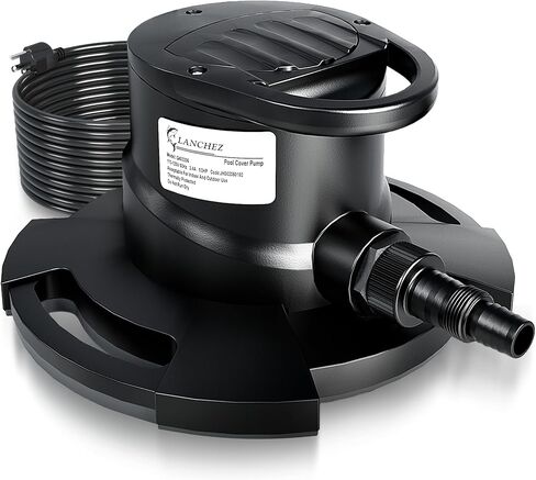 مضخة غطاء حمام السباحة الأوتوماتيكية LANCHEZ 1/2 حصان، مضخة مياه غاطسة 2250 جيجا في الساعة مع صمام فحص و3 محولات، سلك طاقة 25 قدم، إزالة لحمام السباحة، أحواض المياه الساخنة، الأسطح والمزيد، أسود in Kuwait