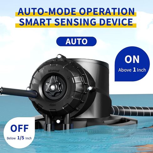 مضخة غطاء حمام السباحة الأوتوماتيكية LANCHEZ 1/2 حصان، مضخة مياه غاطسة 2250 جيجا في الساعة مع صمام فحص و3 محولات، سلك طاقة 25 قدم، إزالة لحمام السباحة، أحواض المياه الساخنة، الأسطح والمزيد، أسود in Kuwait