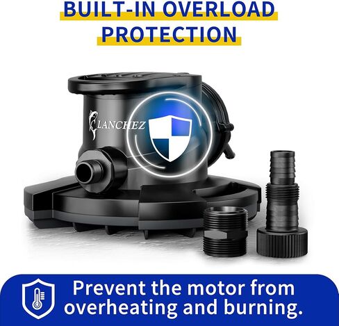 مضخة غطاء حمام السباحة الأوتوماتيكية LANCHEZ 1/2 حصان، مضخة مياه غاطسة 2250 جيجا في الساعة مع صمام فحص و3 محولات، سلك طاقة 25 قدم، إزالة لحمام السباحة، أحواض المياه الساخنة، الأسطح والمزيد، أسود in Kuwait
