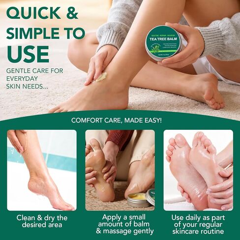 Tea Tree Oil Balm, Tea Tree Oil for Skin, Soothing Balm with Eucalyptus, Aloe, Lavender & Calendula, Soothes Dry, Itchy Skin on Feet, Body & Common Irritated Areas, Intense Moisturizer in Kuwait