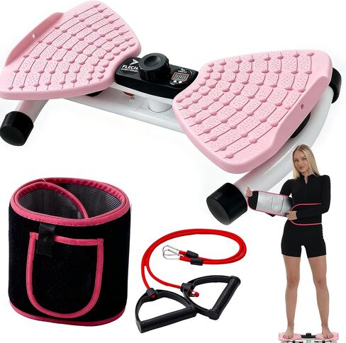 FLÉCHA Waist Twister Machine Exercise, Ab Workout Equipment, Waist Twisting Exercise Board with Digital Counter, Tracks Time Twists Calories, Non-Slip Core Trainer, 300 lb Capacity, Twist Board with Sweat Belt & Virtual Workout Plan, Resistance Bands, Pin in Saudi Arabia