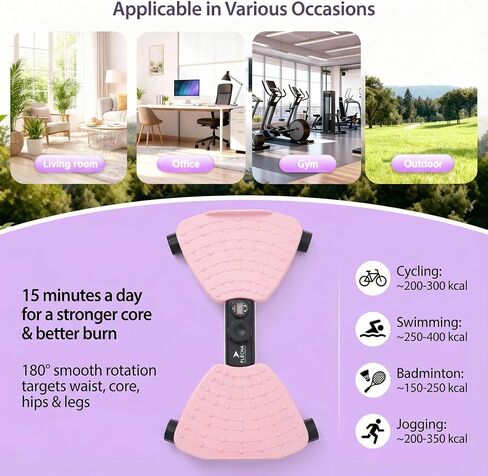 FLÉCHA Waist Twister Machine Exercise, Ab Workout Equipment, Waist Twisting Exercise Board with Digital Counter, Tracks Time Twists Calories, Non-Slip Core Trainer, 300 lb Capacity, Twist Board with Sweat Belt & Virtual Workout Plan, Resistance Bands, Pin in Saudi Arabia