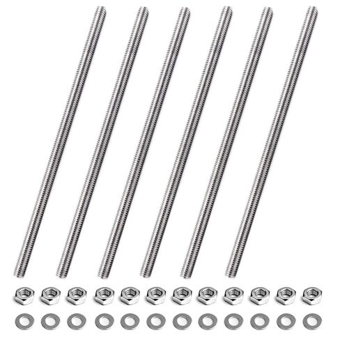 6pcs M6 x 100mm Fully Threaded Rod, M6-1.0mm Thread Pitch,304 Stainless Steel Right Hand Threads Rods, with Nuts and Flat Washer,for Clamps, Hangers and U-Bolts (M6 x 100mm) in Saudi Arabia