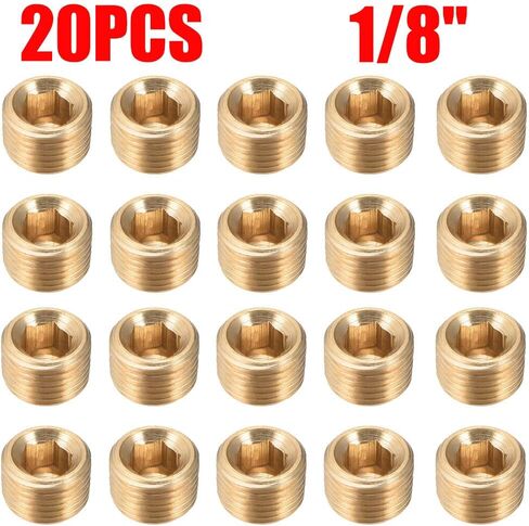20pcs 1/8" NPT Male Brass Socket Head Cap Plugs, Internal Hex Threaded Pipe End Caps for Plumbing & Pneumatics in Saudi Arabia