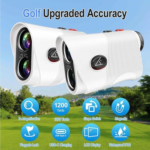 Range Finder Golf Rangefinder with Slope, 1200 Yards Laser Range Finder with 7X Magnification, Rechargeable Golf Range Finder with Flag Lock, Vibration, Magnetic, Golf Accessories for Men and Women in Saudi Arabia
