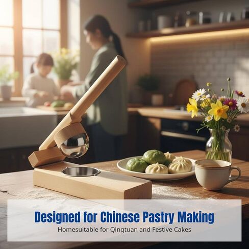 Wood Mochi Maker Qingtuan Rice Hand Pie Maker Manual Convenient Dough Presser Qingming Skin Maker for Camping Home, Rubber Wood 8CM in Saudi Arabia