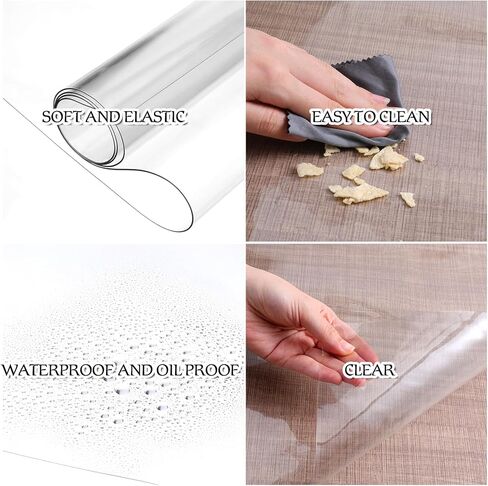 6 Pcs Nightstand Protector, Plastic Bedside Table Covers 15.8 x 23.6 Inch 1.5 mm Thick PVC Clear Table Cover Protector Coffee Tables Cover Multipurpose Clear Desk Mat Rectangle for Nightstand in Saudi Arabia