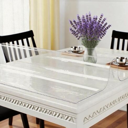 مفرش طاولة من البولي فينيل كلوريد مقاس 91.44 سم × 152.4 سم - مقاوم للماء، ومقاوم للحرارة، وسهل التنظيف، وواقي مكتب لتناول الطعام، والمكتب، وطاولات القهوة، ومقاوم للخدش. in Kuwait