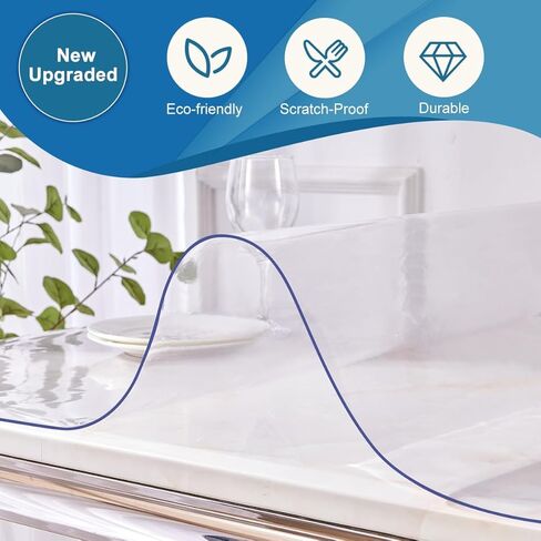 Square 48x48 Inches 1.5mm Thick Transparent Table Protector Waterproof PVC Table Pad Desk Cover Plastic Desk Mat for Night Stand Sofa Side End Dresser Coffee Table Heat Resistant Non-Slip in Saudi Arabia