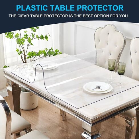 Square 48x48 Inches 1.5mm Thick Transparent Table Protector Waterproof PVC Table Pad Desk Cover Plastic Desk Mat for Night Stand Sofa Side End Dresser Coffee Table Heat Resistant Non-Slip in Saudi Arabia