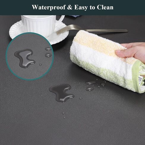 Dark Gray Plastic Table Protector Cover Pad, 1.5mm Thick Waterproof Leather-Look PVC Rectangle Desk Mat, Anti Scratch Oil Resistant Table Top Area Mat for Counter, Office (24x48 inch) in Kuwait