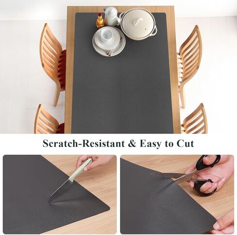 Dark Gray Plastic Table Protector Cover Pad, 1.5mm Thick Waterproof Leather-Look PVC Rectangle Desk Mat, Anti Scratch Oil Resistant Table Top Area Mat for Counter, Office (24x48 inch) in Kuwait