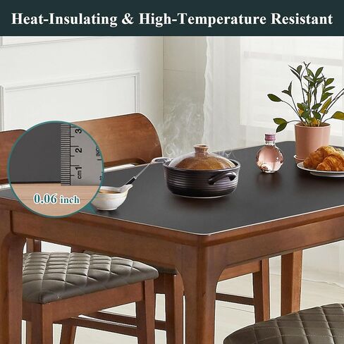 Dark Gray Plastic Table Protector Cover Pad, 1.5mm Thick Waterproof Leather-Look PVC Rectangle Desk Mat, Anti Scratch Oil Resistant Table Top Area Mat for Counter, Office (24x48 inch) in Kuwait