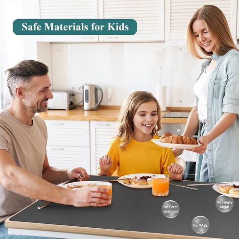 Dark Gray Plastic Table Protector Cover Pad, 1.5mm Thick Waterproof Leather-Look PVC Rectangle Desk Mat, Anti Scratch Oil Resistant Table Top Area Mat for Counter, Office (24x48 inch) in Kuwait