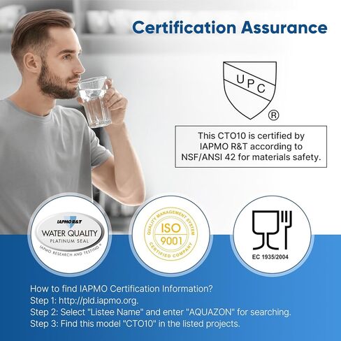 1 Micron 2.5" x 10" Whole House CTO Carbon Water Filter Cartridge Replacement for Under Sink Water Filter System, Dupont WFPFC8002, WFPFC9001, FXWTC, SCWH-5, WHEF-WHWC, WHCF-WHWC, AMZN-SCWH-5, 4Pack in Kuwait