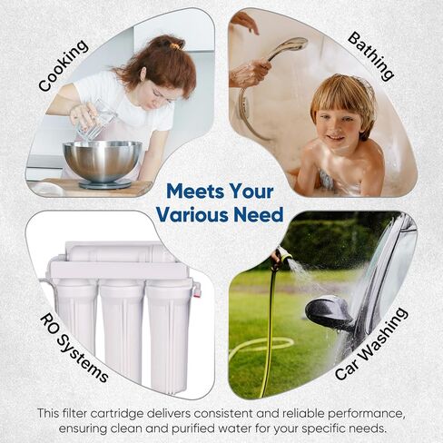 1 Micron 2.5" x 10" Whole House CTO Carbon Water Filter Cartridge Replacement for Under Sink Water Filter System, Dupont WFPFC8002, WFPFC9001, FXWTC, SCWH-5, WHEF-WHWC, WHCF-WHWC, AMZN-SCWH-5, 4Pack in Kuwait