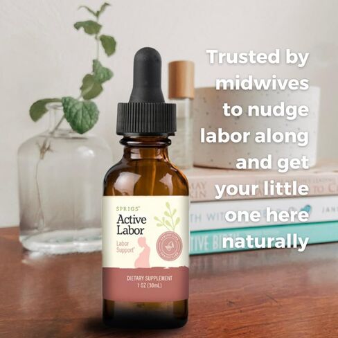 SPRIGS Active Labor, 1 Oz | Herbal Birth Support Tincture Supplement with Blue Cohosh, Red Raspberry Leaf & Motherwort Herb | Birthing Kit Essential to Help Healthy Contractions & Kick Start Delivery in Kuwait
