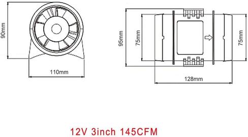 Heavy Duty New 3" Marine Bilge Air Blower 12V 145 CFM Quiet Sails Black in Saudi Arabia
