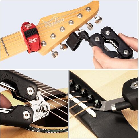 قاطع لفاف سلسلة الجيتار من GUITTO، أداة سحب دبوس الجسر مع 3 مفاتيح سداسية ومفك براغي واحد، أداة جيتار 7 في 1 للجيتار الكهربائي الصوتي GGT-02 in Kuwait