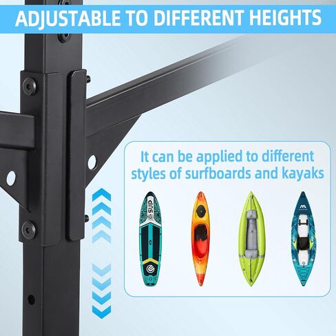 FAHKNS Kayak Storage Rack, Freestanding Kayak Stand with Wheels, 3-Leves Adjustable Canoes and Surfboards Bracket for Garage and Outdoor Storage in Saudi Arabia