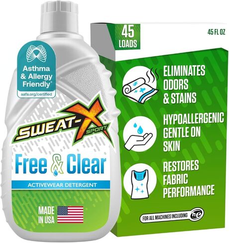 منظف ​​الغسيل Sweat X Original Activewear - يزيل أسوأ الروائح وأصعب البقع - غسول رياضي عالي الأداء لمعدات التدريب وجميع أنواع الأقمشة - 45 حمولة - عبوة واحدة in Kuwait
