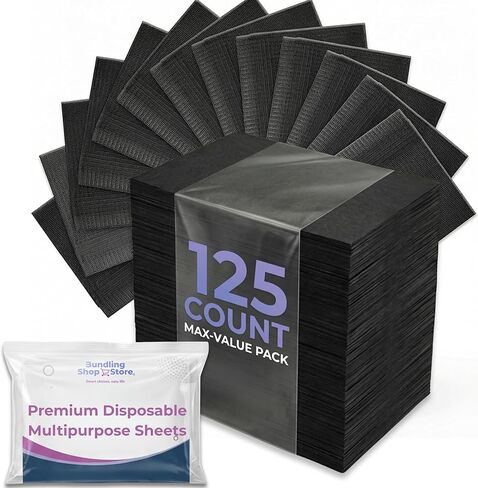 125 Black Tattoo Bibs & Nail Table Mats (13"x18") – Waterproof Disposable Tray Covers for Tattooing, Piercing & Manicures – 3-Ply Absorbent Workstation Sheets & Lap Cloths in Saudi Arabia