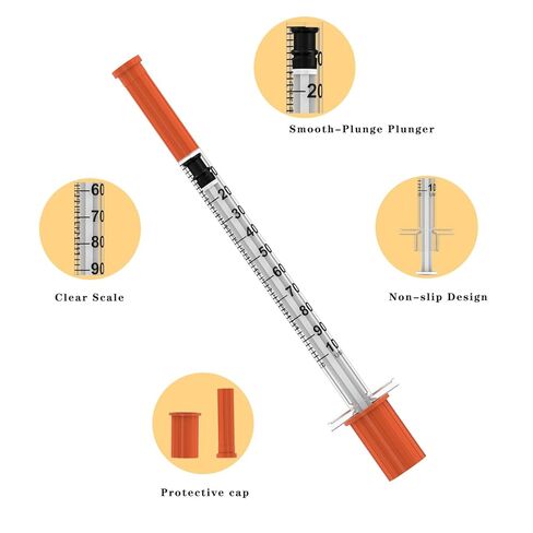 محاقن U-100 يمكن التخلص منها بإبرة - 1 مل/سم مكعب، 30 جرام 5/16 بوصة (8 مم)، مغلفة بشكل فردي، 30 عبوة | مستلزمات المختبرات in Kuwait