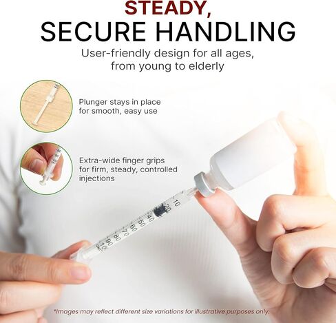 Advocate Insulin Syringe 31G 1cc 5/16 Inch, Box of 100 Surgical-Steel Needles with Clear Unit Markings and Smooth Plunger, Sterile Single-Use Diabetic Supplies, 1ml Jeringas para Insulina in Kuwait