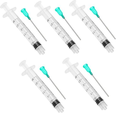 Dispensers Applicator Syringes Set, 5 Pack 3ml Plastic Syringes with Dispensing Needles and Caps for DIY Quilling, Acrylic Painting, Oiler Bottle, Craft, Artwork Hobbies in Kuwait