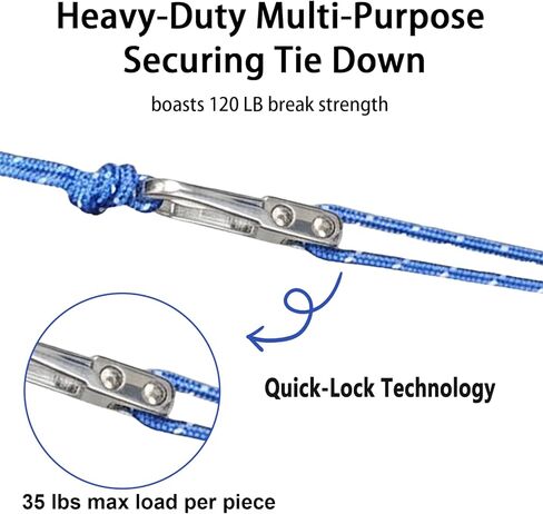 6-Pack Heavy Duty Rope Tensioner with Pulley Lock Mechanism - Knot-Free Tie Down Straps & Reflective Paracord Adjuster - Premium Tarp Tightener Tool for Camping Accessories, Kayaks, Canopy & Cargo in Saudi Arabia