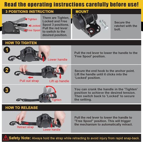 Ayaport Boat Retractable Tie Down Straps to Trailer 1.75in x 6ft Bolt-on Transom Tie Downs - 4400lbs Break Strength, Heavy Duty Boat Trailer Ratchet Straps 2pk in Kuwait