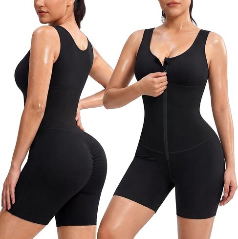Junlan Sauna Suit Women - Full Body Sleeveless Sauna Jumpsuit with Zipper Waist Trainer in Kuwait