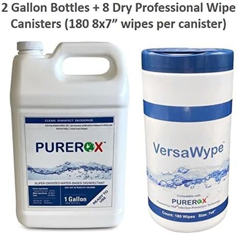حزمة برو للتطهير والمسح للمهام الصغيرة - امسح وأزل 99.99% من الفيروسات والبكتيريا والفطريات. درجة المستشفى. آمن للاستخدام في أي مكان في المدارس والمرافق الطبية والتجارية. صفر بقايا سامة. لا شطف in Kuwait