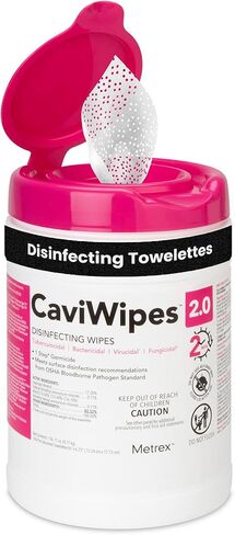 Metrex – CaviWipes 2.0 Disinfecting Wipes for Healthcare, Dental & Clinical Use – Manual Pull, Pre-Moistened, Non-Sterile, Disposable 6" x 6.75" – 160 Wipes per Canister, 12 Canisters/Case in Saudi Arabia