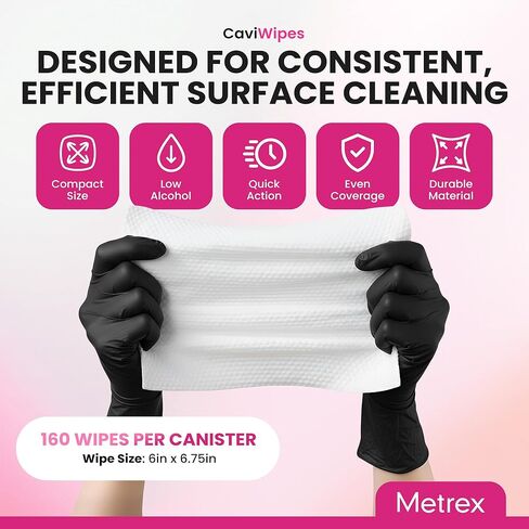 Metrex – CaviWipes 2.0 Disinfecting Wipes for Healthcare, Dental & Clinical Use – Manual Pull, Pre-Moistened, Non-Sterile, Disposable 6" x 6.75" – 160 Wipes per Canister, 12 Canisters/Case in Saudi Arabia