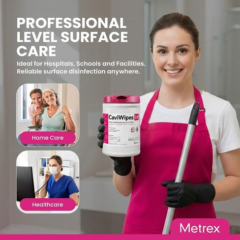 Metrex – CaviWipes 2.0 Disinfecting Wipes for Healthcare, Dental & Clinical Use – Manual Pull, Pre-Moistened, Non-Sterile, Disposable 6" x 6.75" – 160 Wipes per Canister, 12 Canisters/Case in Saudi Arabia