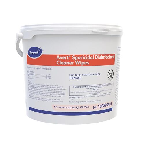 Diversey 100895931 Avert Sporicidal Disinfectant Cleaner, Hospital Grade Kills C. Difficile Spores, Extra Large Size Wipes, 160-Wipes, 1-Bucket in Saudi Arabia