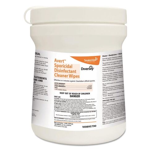 Diversey 100895931 Avert Sporicidal Disinfectant Cleaner, Hospital Grade Kills C. Difficile Spores, Extra Large Size Wipes, 160-Wipes, 1-Bucket in Saudi Arabia