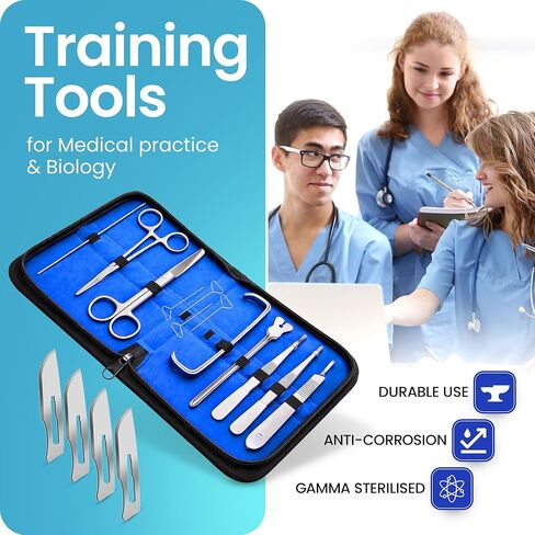 Core Flex Advanced Dissection Kit Biology Lab Anatomy Dissecting Set with Stainless Steel Scalpel Knife Handle Blades for Medical and Veterinary Students Stainless Steel 15-Piece in Kuwait