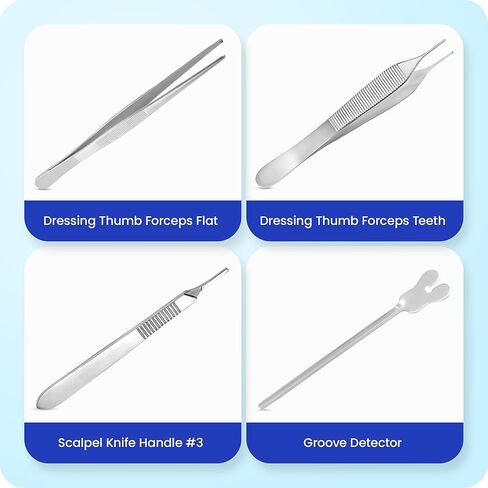 Core Flex Advanced Dissection Kit Biology Lab Anatomy Dissecting Set with Stainless Steel Scalpel Knife Handle Blades for Medical and Veterinary Students Stainless Steel 15-Piece in Kuwait