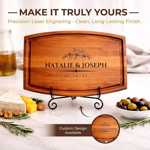 لوحة التقطيع المخصصة - الهدايا الخشبية المخصصة للمطبخ و charcuterie - حفل زفاف مخصص ، وزوجين حديث ، والاستحمام الزفاف ، والذكرى السنوية ، وهدايا Housewarming ، وهدايا المشاركة للأزواج in Kuwait