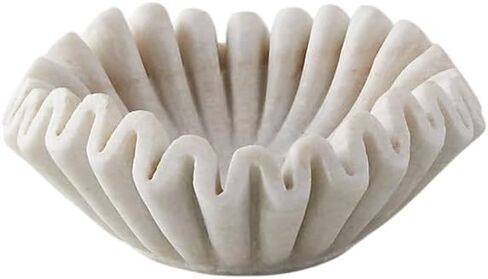 Marble Bowl Fruit Bowl, Stone Bowl Decorative Bowl Decorative Trays Marble Fruit Bowl Marble Ruffle Bowl Marble Floral Bowl Home Decor Gifts (6 inch) (Single Piece) in Kuwait