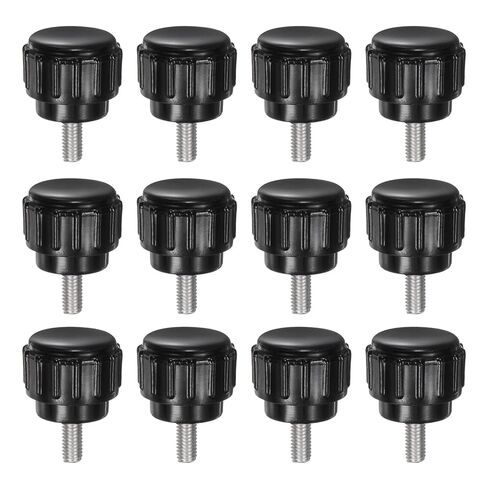 12pcs Knurled Clamping Knobs M3 x 6mm Metric 304 Stainless Steel Male Thread Thumb Screw on Type 14mm Plastic Round Head Threaded Hand Bolt Stud Knobs Black in Saudi Arabia