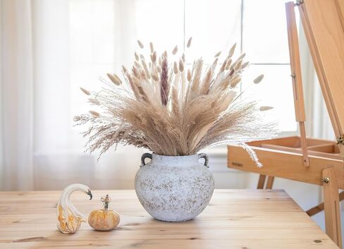 مزهرية من السيراميك البيضاء المصنوعة يدويًا ، مزهرية من الفخار المزخرفة مع أذنين للقطاعات المركزية ، المطبخ ، غرفة المعيشة ، هدايا ديكور غرفة النوم (بيج أبيض*، قصير) in Kuwait